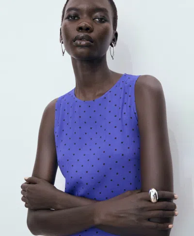 Mango Polka-dot Dress With Bow Blue In Multi