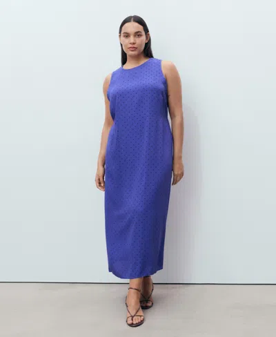 Mango Polka-dot Dress With Bow Blue In Multi