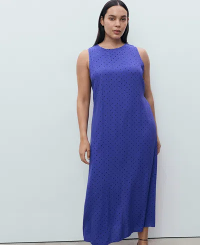 Mango Polka-dot Dress With Bow Blue In Multi