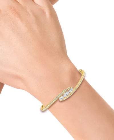 Effy Collection Effy Lab Grown Diamond Three Stone Swirl Bangle Bracelet (1-7/8 Ct. T.w.) In 14k Gold In Gold