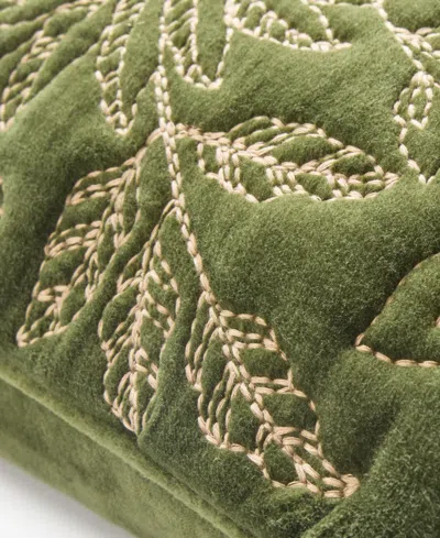 Charter Club Velvet Botanical Decorative Pillow, 18" X 18" In Green
