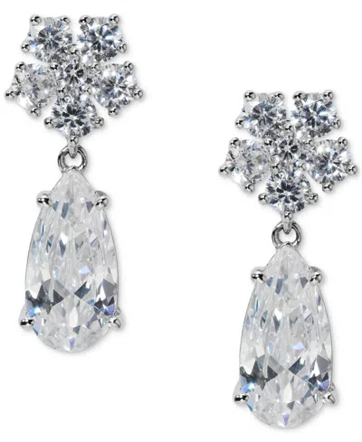 Eliot Danori Cubic Zirconia Double Drop Earrings, Exclusively At Macy's In Silver