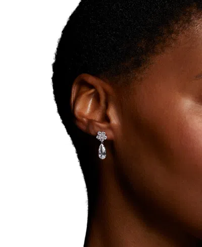 Eliot Danori Cubic Zirconia Double Drop Earrings, Exclusively At Macy's In Silver