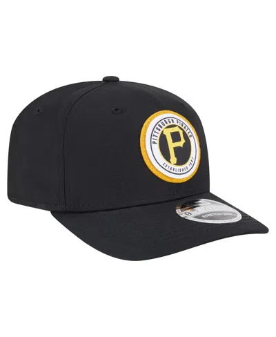 New Era Men's Black Pittsburgh Pirates Circle Patch 9seventy Stretch Snap Hat In Black
