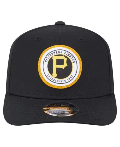New Era Men's Black Pittsburgh Pirates Circle Patch 9seventy Stretch Snap Hat In Black