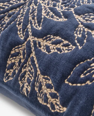 Charter Club Velvet Botanical Decorative Pillow, 18" X 18" In Blue