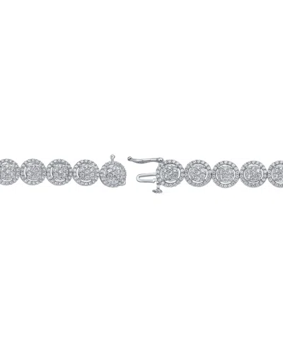Macy's Diamond Halo Bracelet (5 Ct. T.w.) In 10k White Gold In Silver