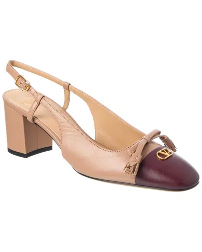 Valentino Valet Du Roi Leather Slingback Ballerina Flat In Brown