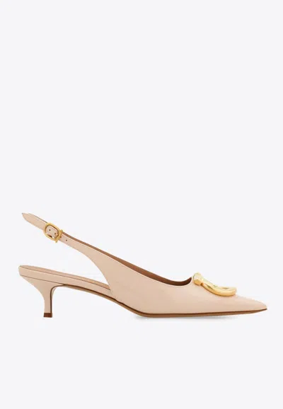 Ferragamo Sara 40 Maxi Gancini Slingback Pumps In Neutral