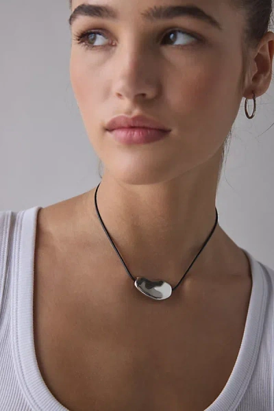 Urban Outfitters Chicago Metal Pendant Corded Necklace In Silver, Women's At  In Brown