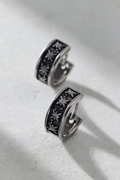 Urban Outfitters Etched Waterproof Huggie Hoop Earring In Silver, Men's At  In Brown