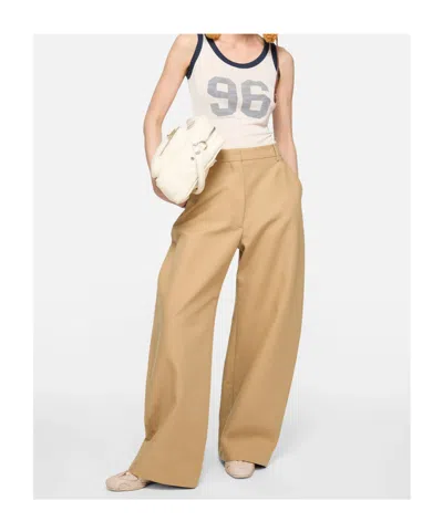 Acne Studios Cotton Satin Wide-leg Pants In Nude