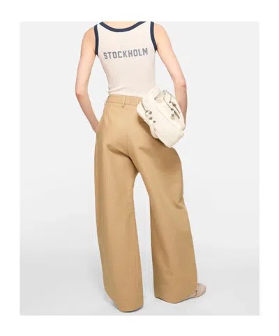 Acne Studios Cotton Satin Wide-leg Pants In Nude