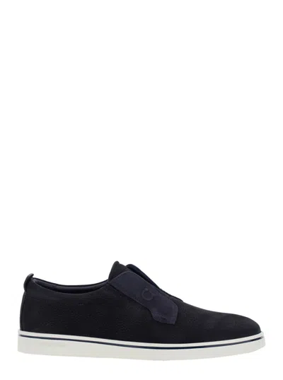 Ferragamo Navy Blue Laceless Sneakers