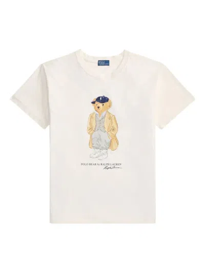 Ralph Lauren Bear Graphic Short Sleeve Crew Neck T-shirt In White