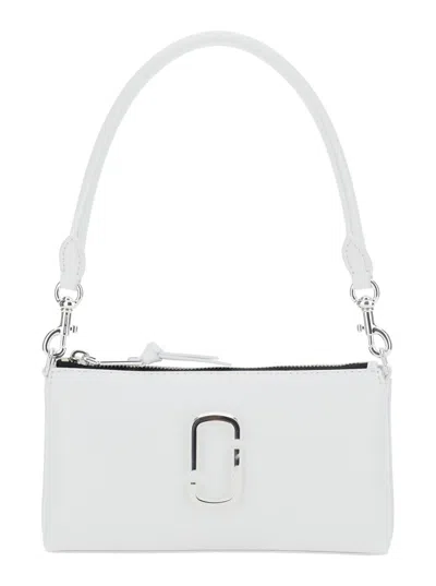 Marc Jacobs The Pochette White Shoulder Bag With Removable Top Handle And Front Plaque In Leather Woman In White