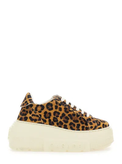 Casadei Low Top Sneakers Platform Sole In Animal Print