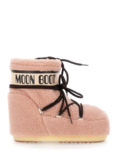 Moon Boot Icon Low Fleece Pink Snow Boot In Pink