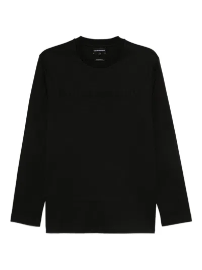 Emporio Armani Classic Crew Neck Sweatshirt With Logo Embroidery In Black