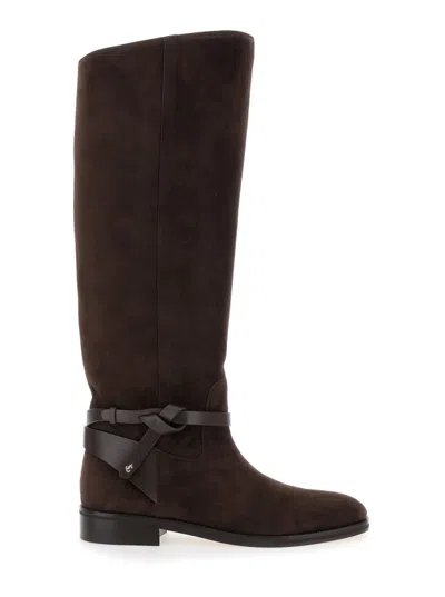 Jimmy Choo Lawton Knee Boot Flat In Brown