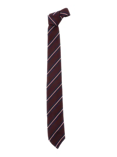 Dsquared2 Bordeaux Tie With All-over Striped Motif In Silk Man In Burgundy