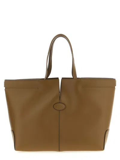 Tod's Hand Stitched Tote Bag In Brown