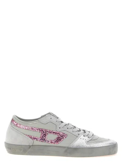 Diesel Low-top Glitter Rubber Sole Sneakers In Gray