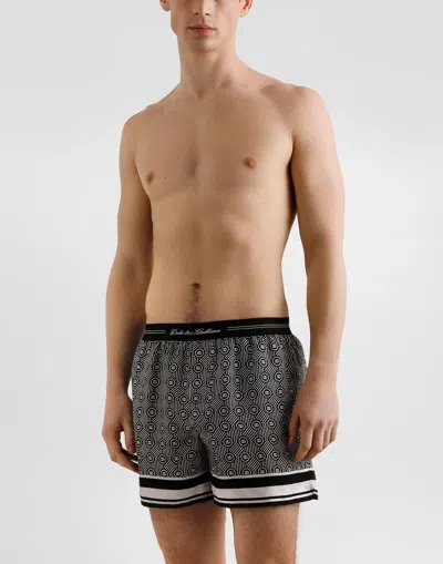 Dolce & Gabbana Logo-jacquard Patterned Boxers In Multi