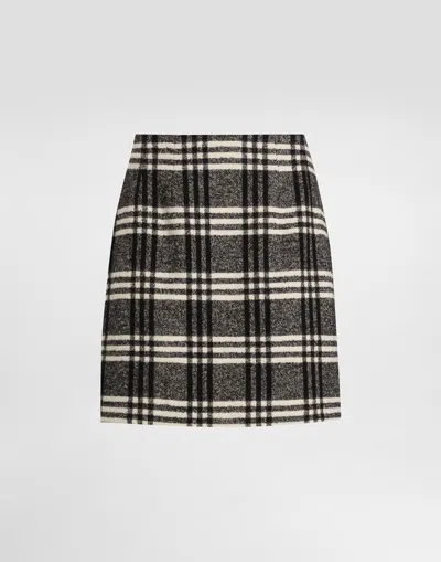 Dolce & Gabbana Wool Blend Check Skirt In Multi