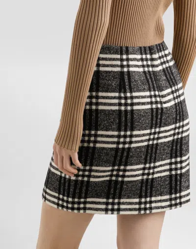 Dolce & Gabbana Wool Blend Check Skirt In Multi