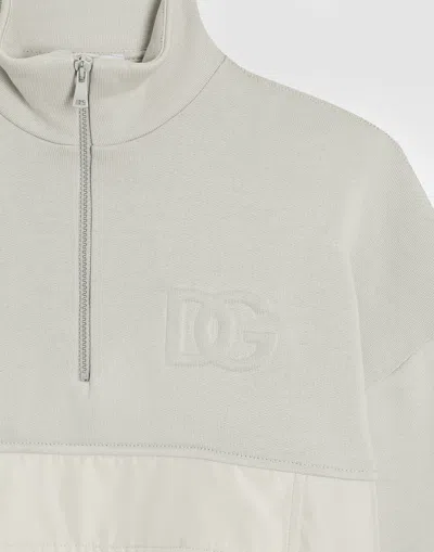 Dolce & Gabbana Zipped Sweatshirt With Embossed Dg In Multi