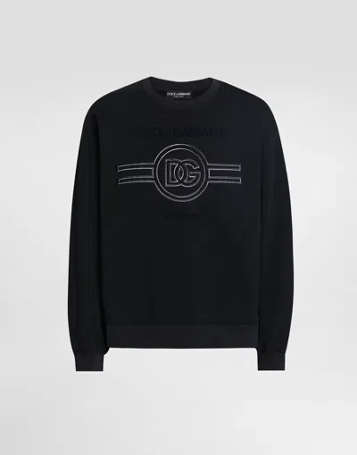 Dolce & Gabbana Sweatshirt With Embroidery In Blue