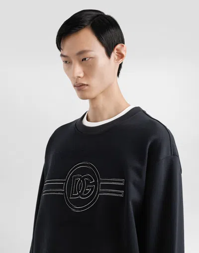 Dolce & Gabbana Sweatshirt With Embroidery In Blue