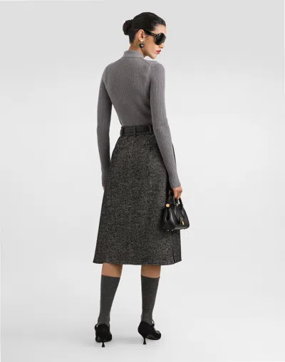 Dolce & Gabbana Ribbed Wool Pullover In Gray