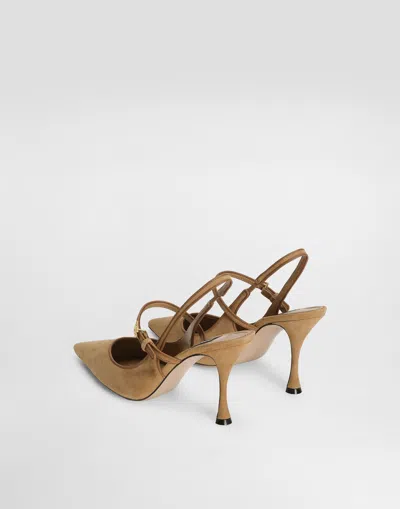 Dolce & Gabbana Suede And Nappa Leather Slingback In Brown