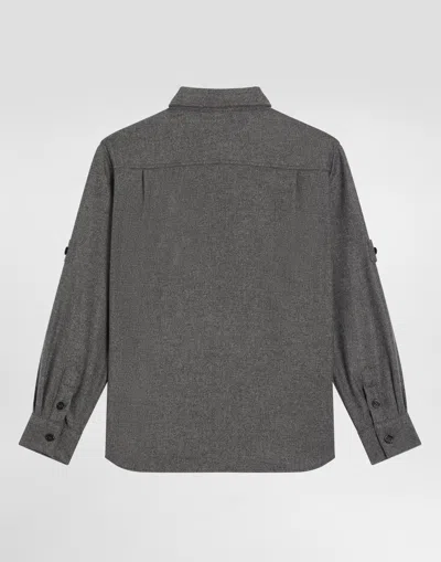 Dolce & Gabbana Melange Wool Mat Shirt In Gray