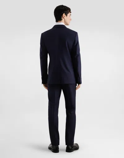 Dolce & Gabbana Double-breasted Micro-patterned Wool Suit In Blue