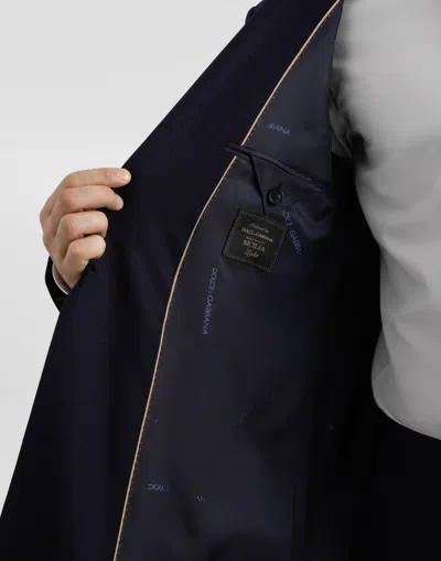 Dolce & Gabbana Double-breasted Micro-patterned Wool Suit In Blue