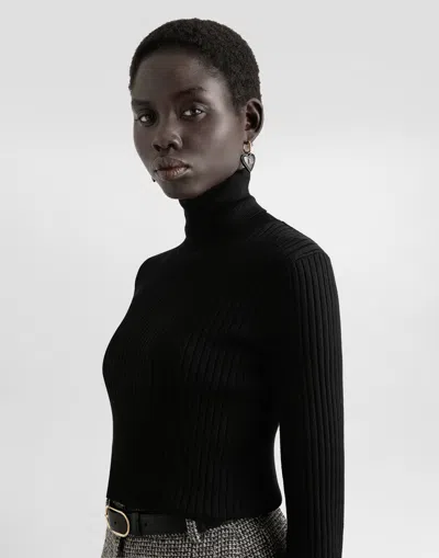 Dolce & Gabbana Wool Turtleneck Pullover In Black