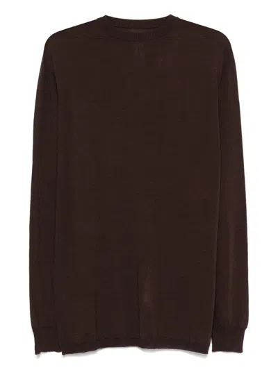 Rick Owens Round-neck Wool Sweater In Burgundy