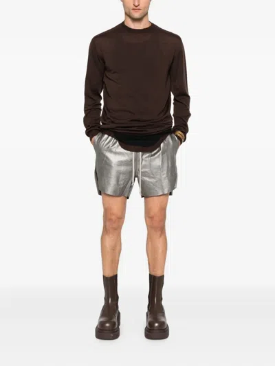 Rick Owens Round-neck Wool Sweater In Burgundy