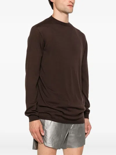 Rick Owens Round-neck Wool Sweater In Burgundy