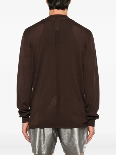 Rick Owens Round-neck Wool Sweater In Burgundy