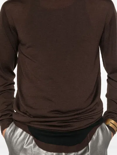 Rick Owens Round-neck Wool Sweater In Burgundy