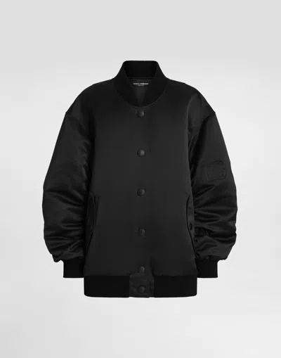 Dolce & Gabbana Oversized Jacket With Embossed Print In Black