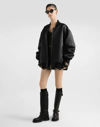 Dolce & Gabbana Oversized Jacket With Embossed Print In Black
