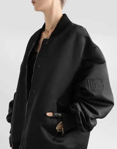 Dolce & Gabbana Oversized Jacket With Embossed Print In Black