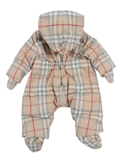 Burberry Check-pattern Quilted Padded Romper In Multi