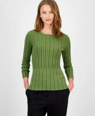 T Tahari Ribbed Sweater In Green