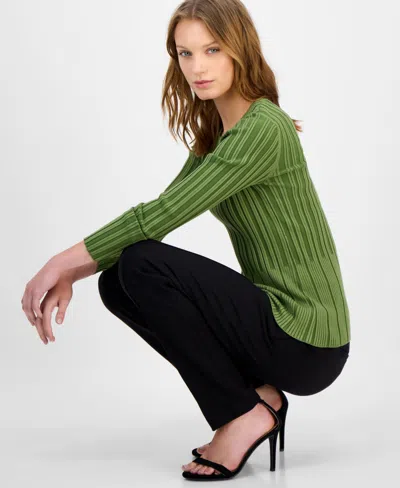 T Tahari Ribbed Sweater In Green